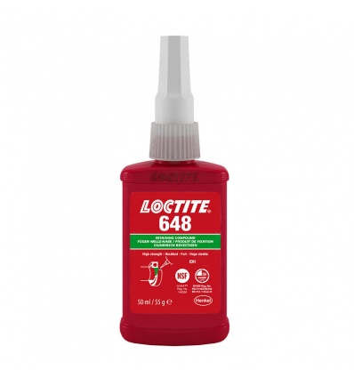 Colle Loctite acrylique uréthane méthacrylate 648 pour raccords cylindres avec jeux de 015mm 50ml